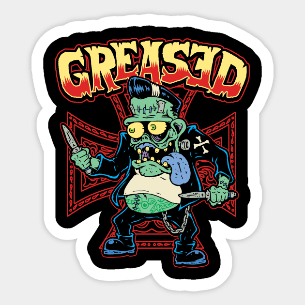 Greased Monster Fink Greaser Sticker by MonstersandMartians